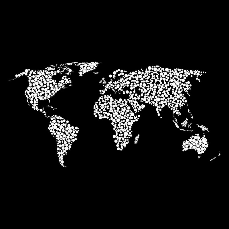 World Map White circles