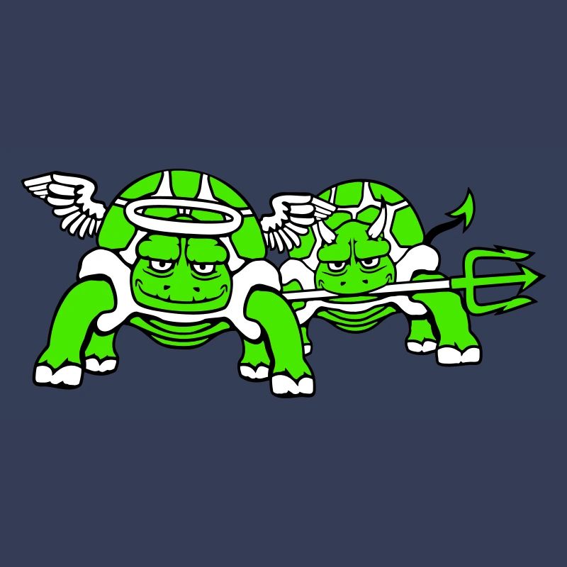 2 Turtles Conscience Team Devil Angel Evil Good