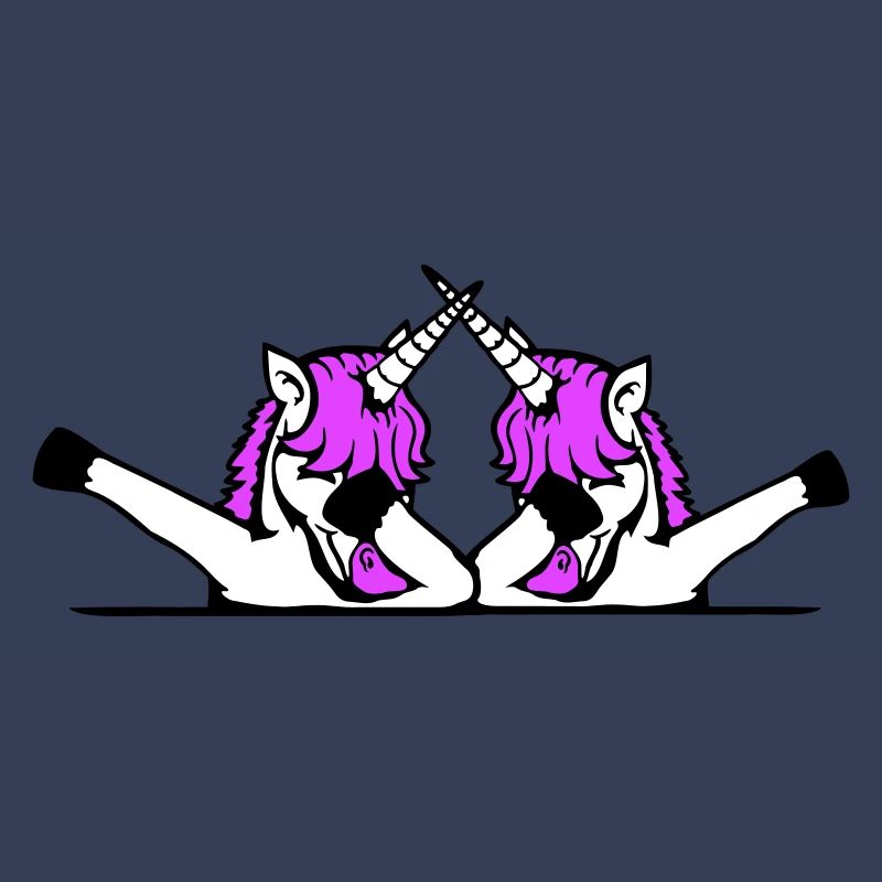 2 Licornes Dabbing Dab Danse Soirée Pose Geste Équipe