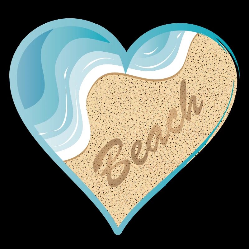 Motif de plage en forme de cœur avec lettrage Beach
