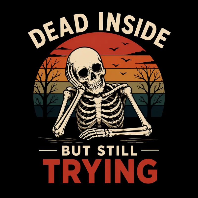 Dead Inside Office Humor Skeleton