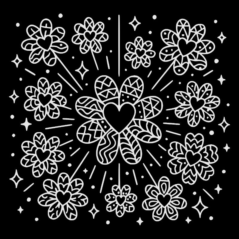 Blumenmuster mit Herzen