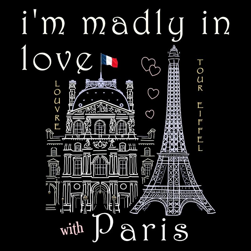 Paris, Louvre and Eiffel Tower hand-drawn