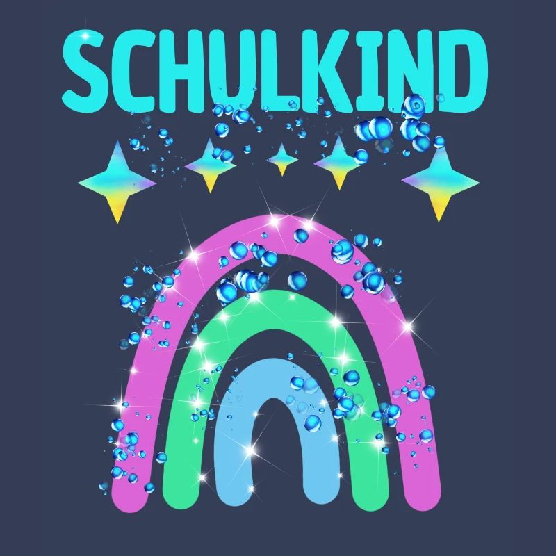 Schulkind Glitzer Regenbogen Einschulung