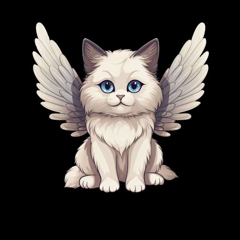 Chat ragdoll mignon comme ange de dessin animé avec des ailes