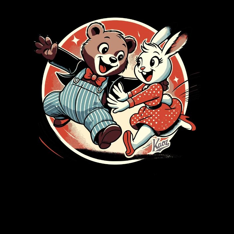 L’ours et le lapin sont heureux ensemble