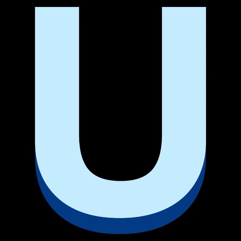 Pop und moderner blauer U-Buchstabe