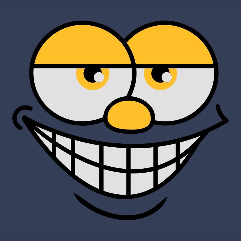 Grinning Comic Face Cool Facial Expression