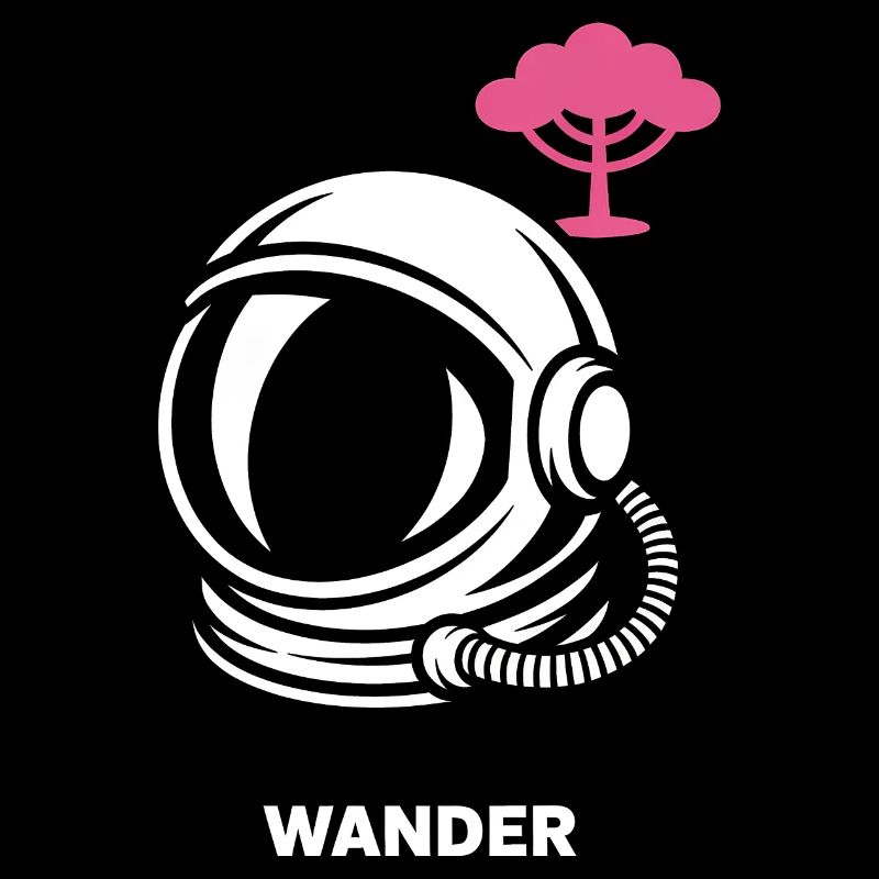 Astronaut Helm Rosa Baum Wander Spruch Weltraum