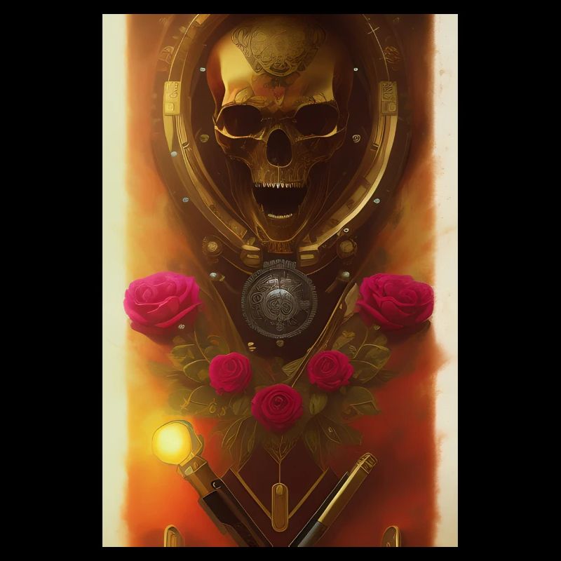 Skull and crossbones with roses