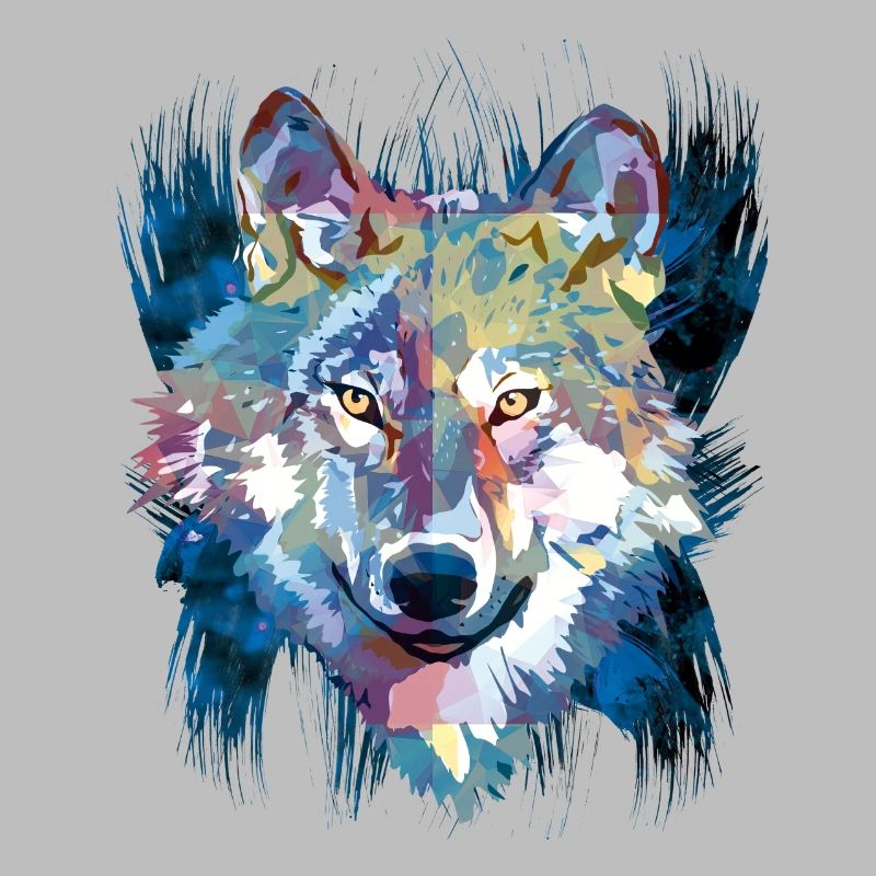 Polygon Wolf - Beautiful grey wolf in blue