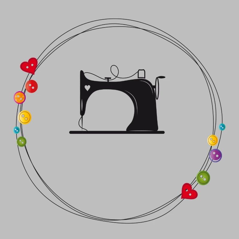 nostalgic stylized sewing machine with buttons