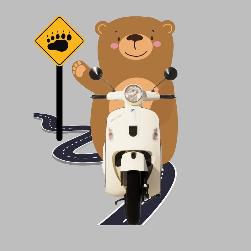 Ours brun cyclomoteur