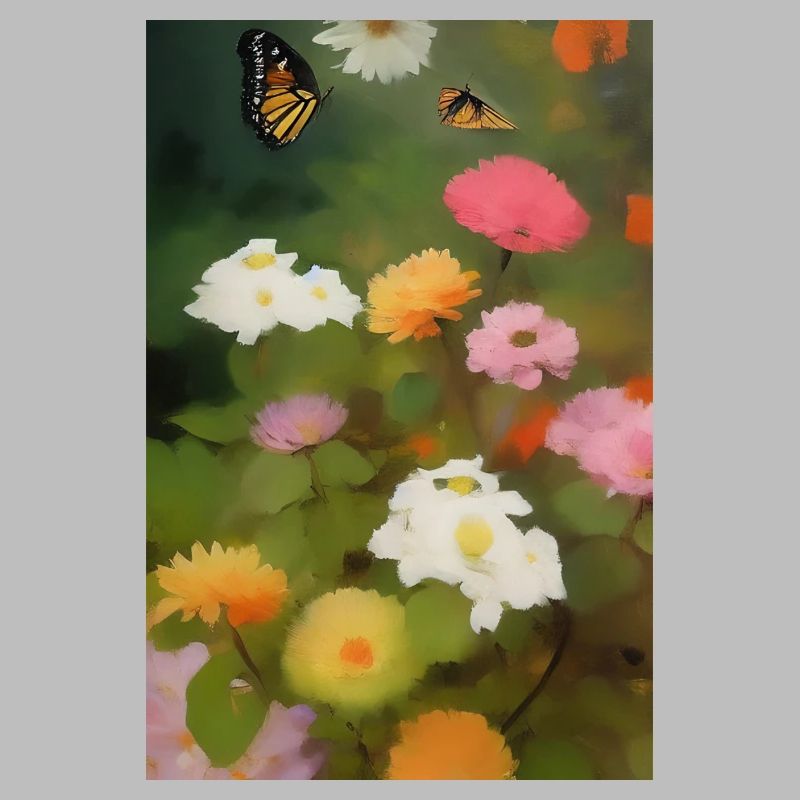 Fleurs et papillon