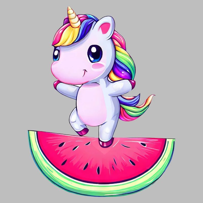 Licorne dansant sur pastèque - Drôle
