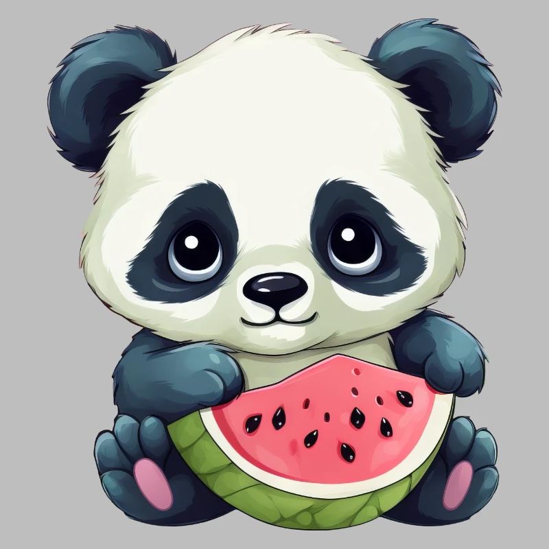 Panda mignon à la pastèque