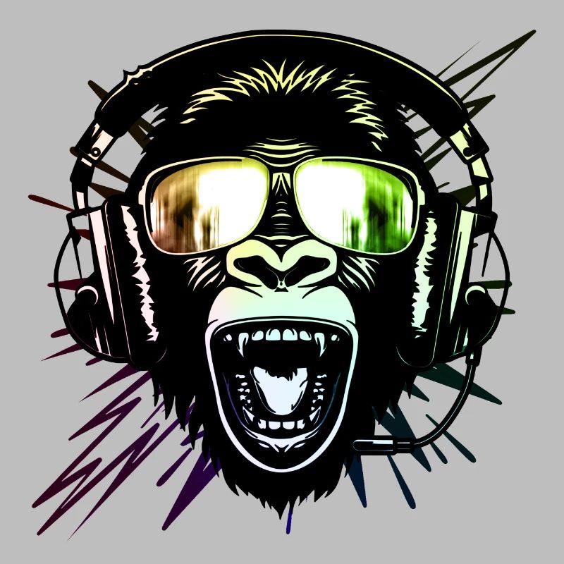 Affe mit Neonbrille