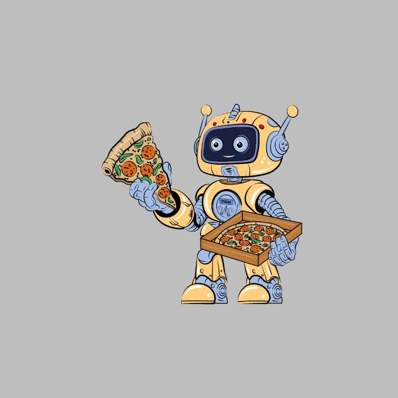 Robot eats pizza