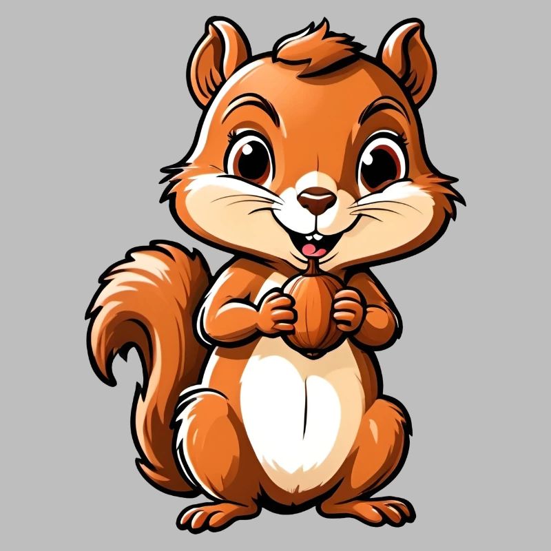 Niedliches Cartoon-Eichhörnchen mit Eichel