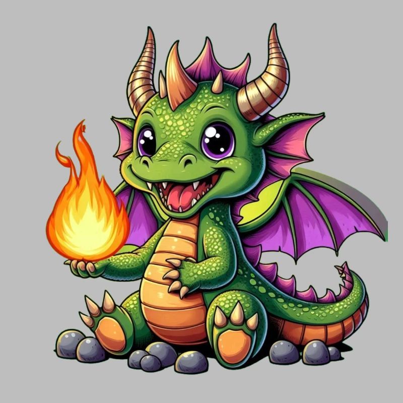 Farbiger Drachen mit Feuerball