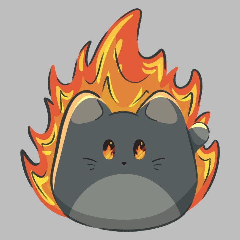 Chat mignon avec du feu