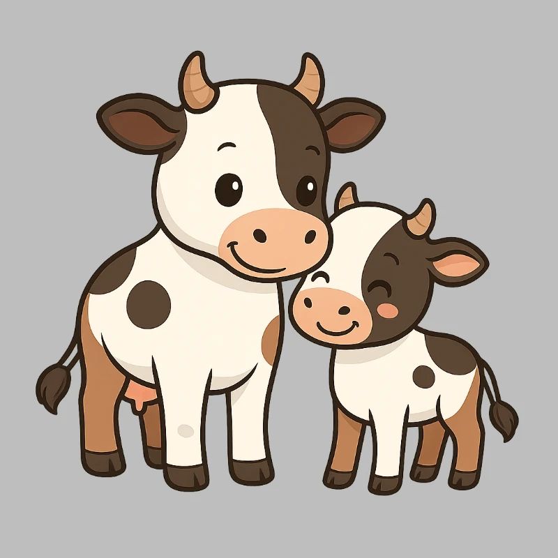 Kuhmutter kuschelt mit ihrem Kalb