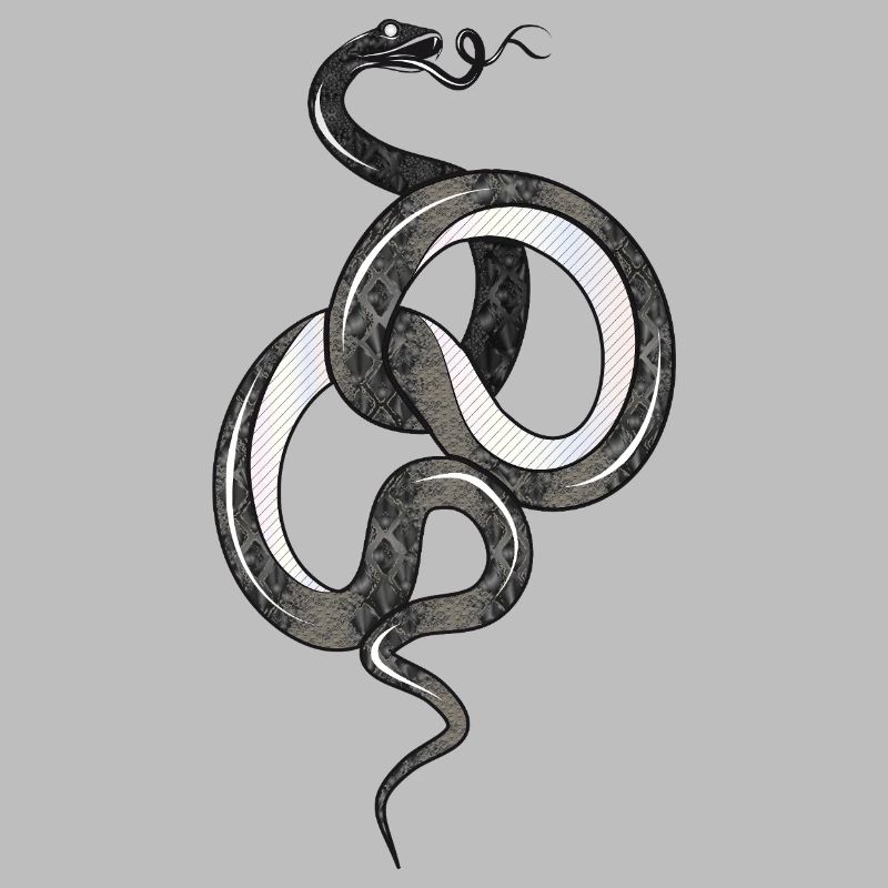 Fascinating snake in black glossy structure