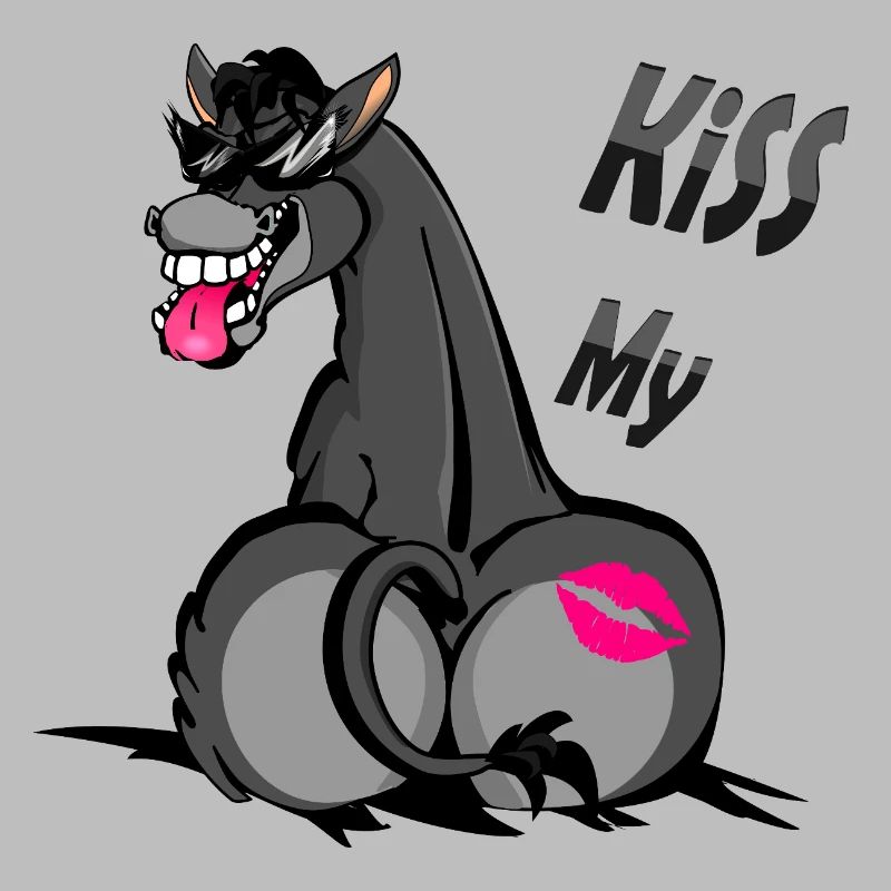 Humorous Donkey with Lipstick Kiss