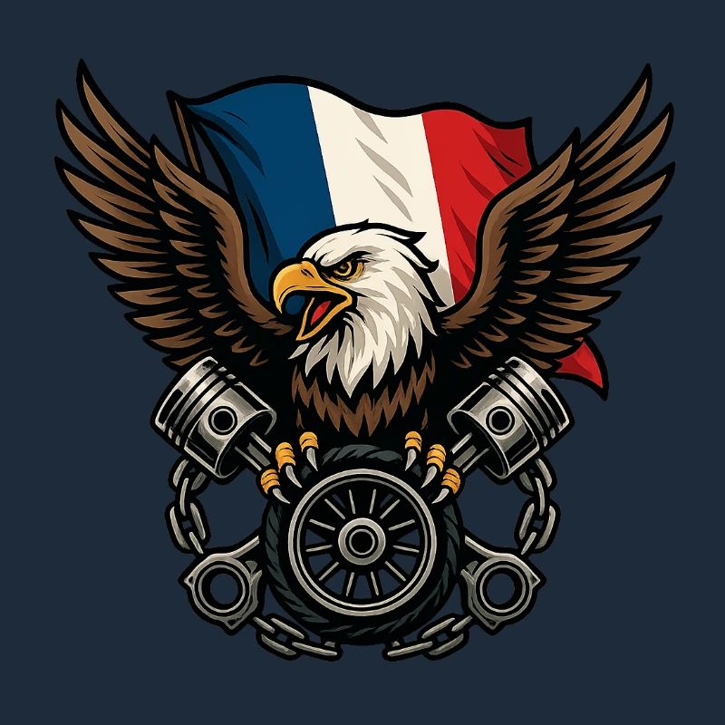 Aigle français avec drapeau 