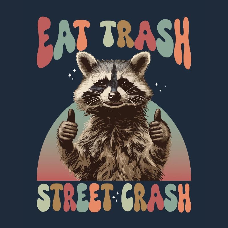 Mème de raton laveur mangeant des déchets dans la rue