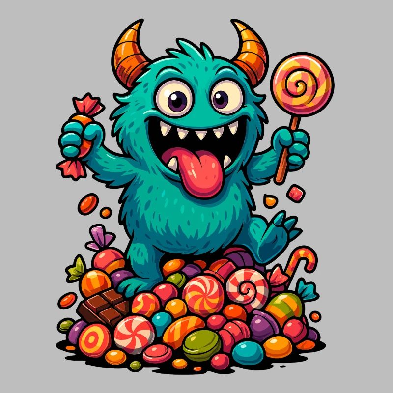 Playful troll artwork with sweets