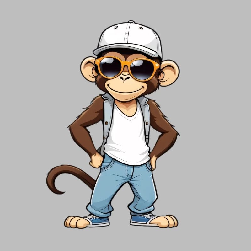 Cool monkey with sunglasses and cap