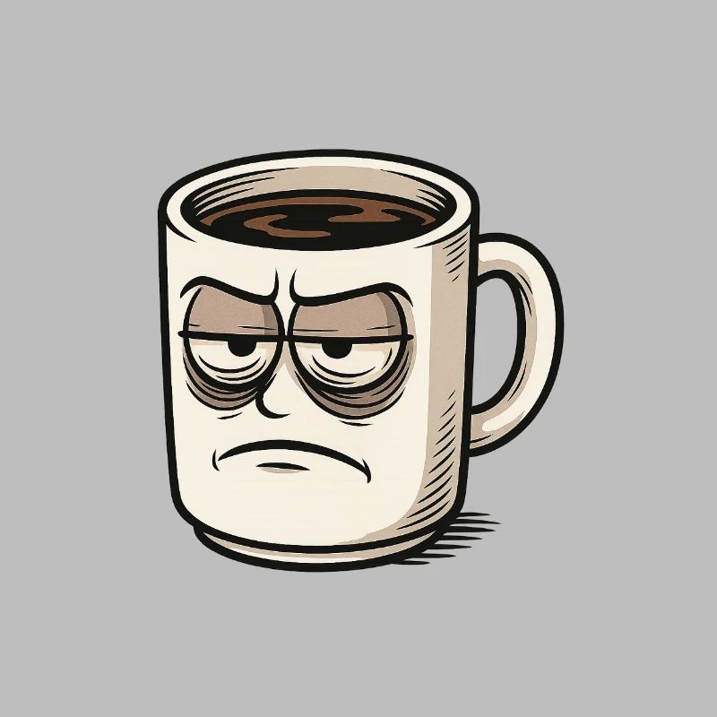 Coffee cup with grumpy face