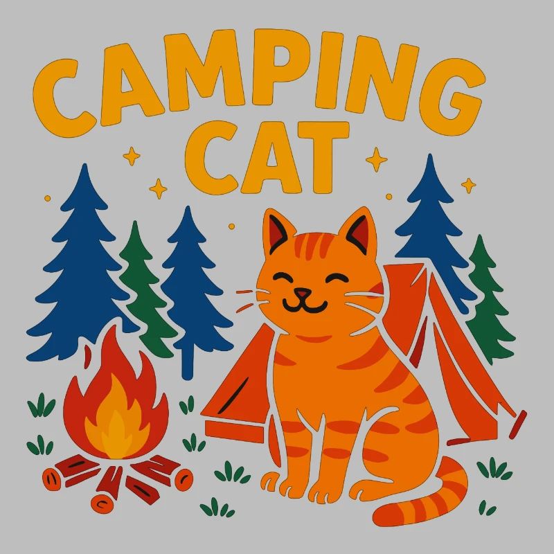 Chat de camping au feu de camp