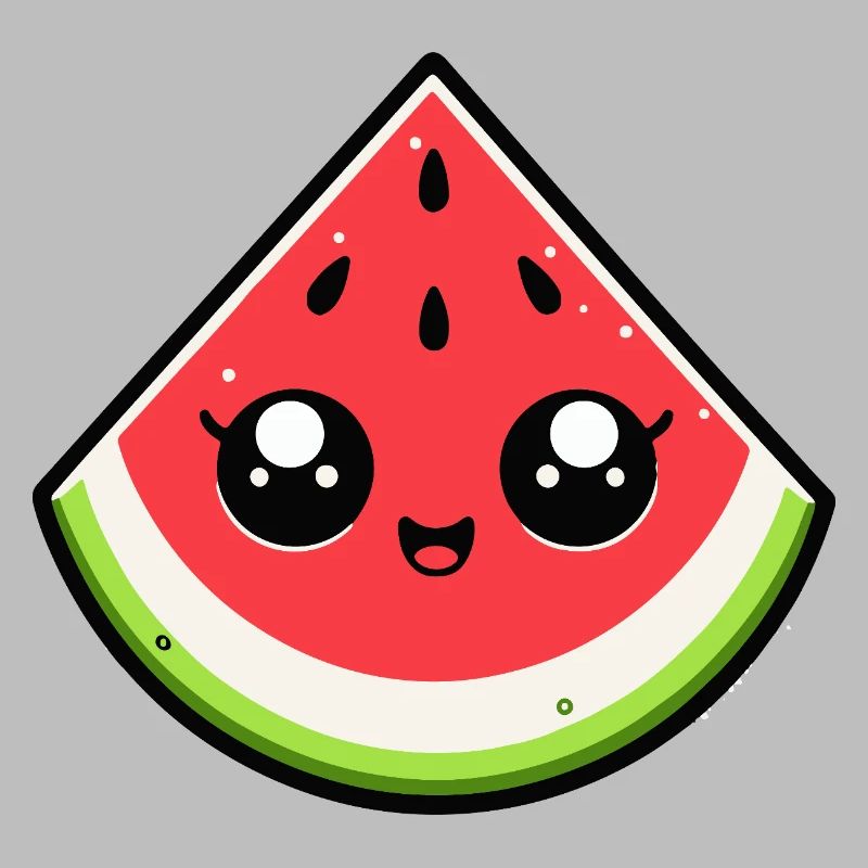 Pastèque kawaii sourire éclatant