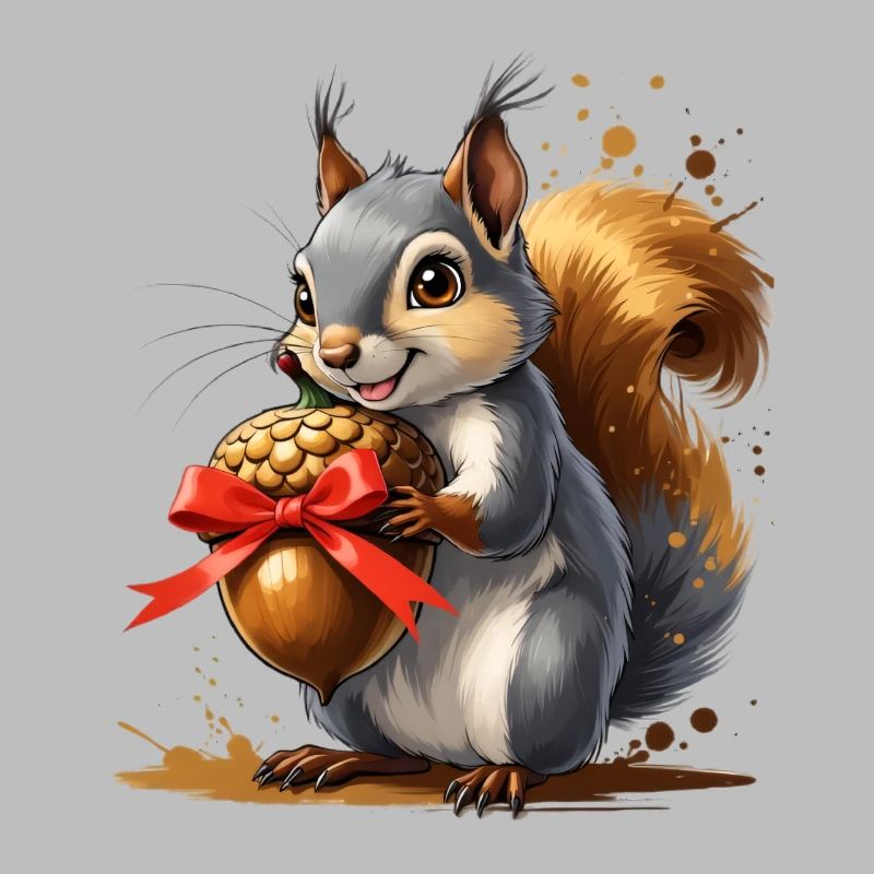 Eichhörnchen mit roter Eichel