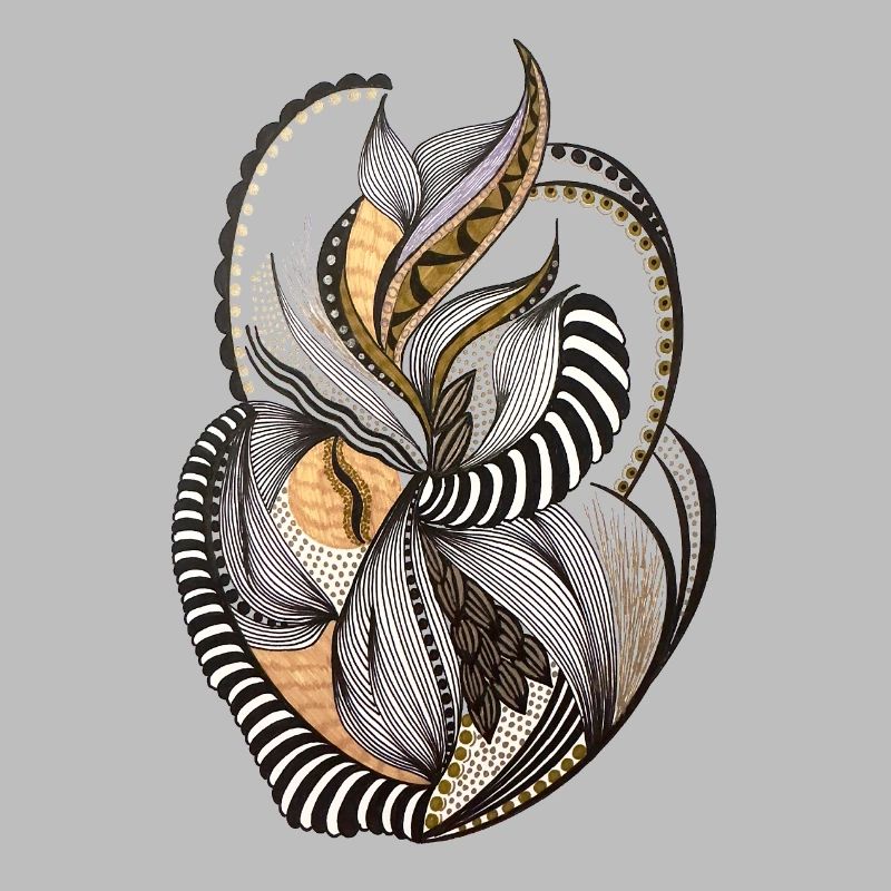 Organic leaf pattern in gold and black