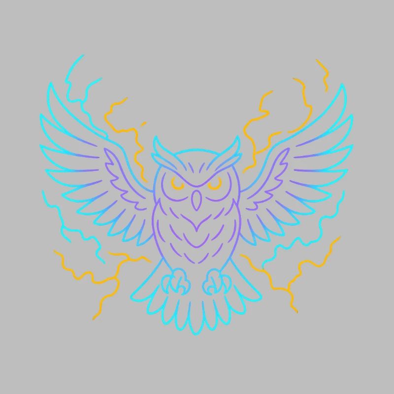 Neon-Eule mit Blitzen