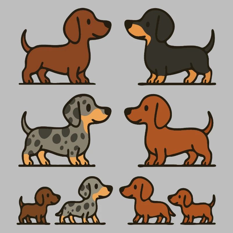 Dachshund Quartet Illustration Pack