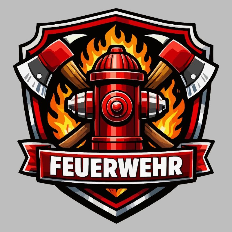 Fire Brigade Logo with Fire Hydrant and Flames