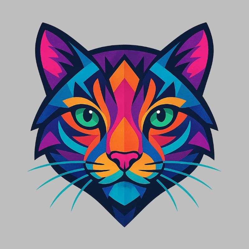 Buntes geometrisches Katzengesicht