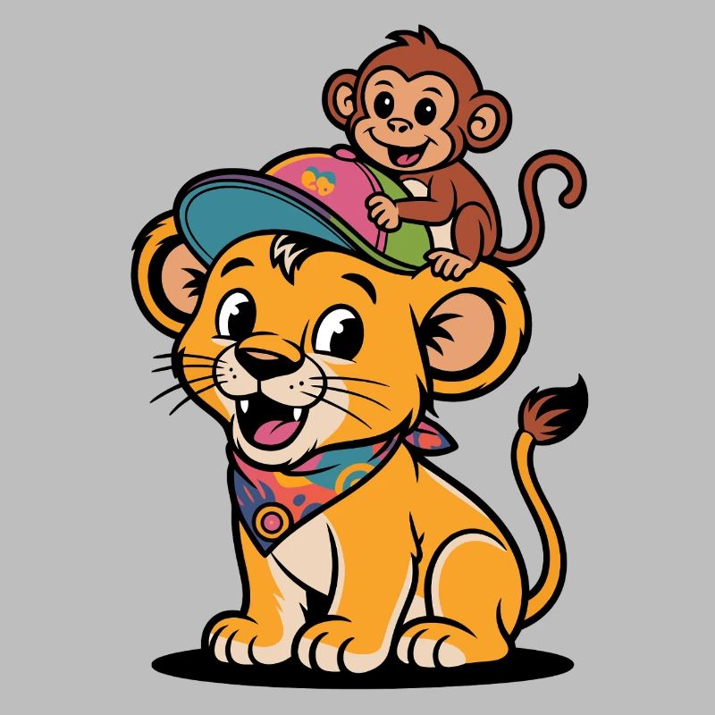 Süßer Löwe und Affe – Beste Freunde
