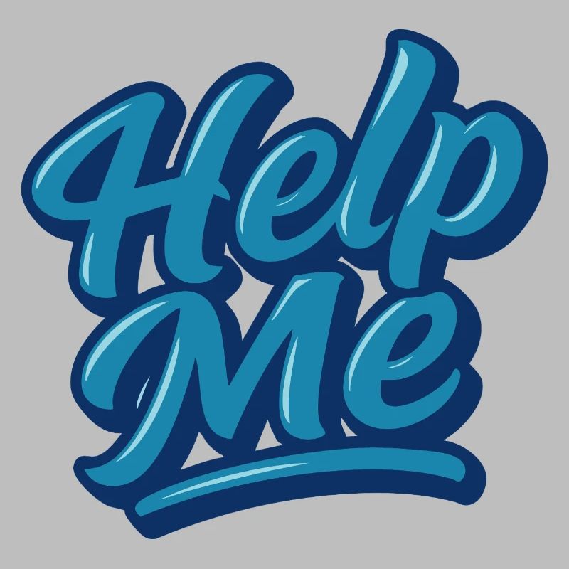 Hilfe Me Blau Script Logo