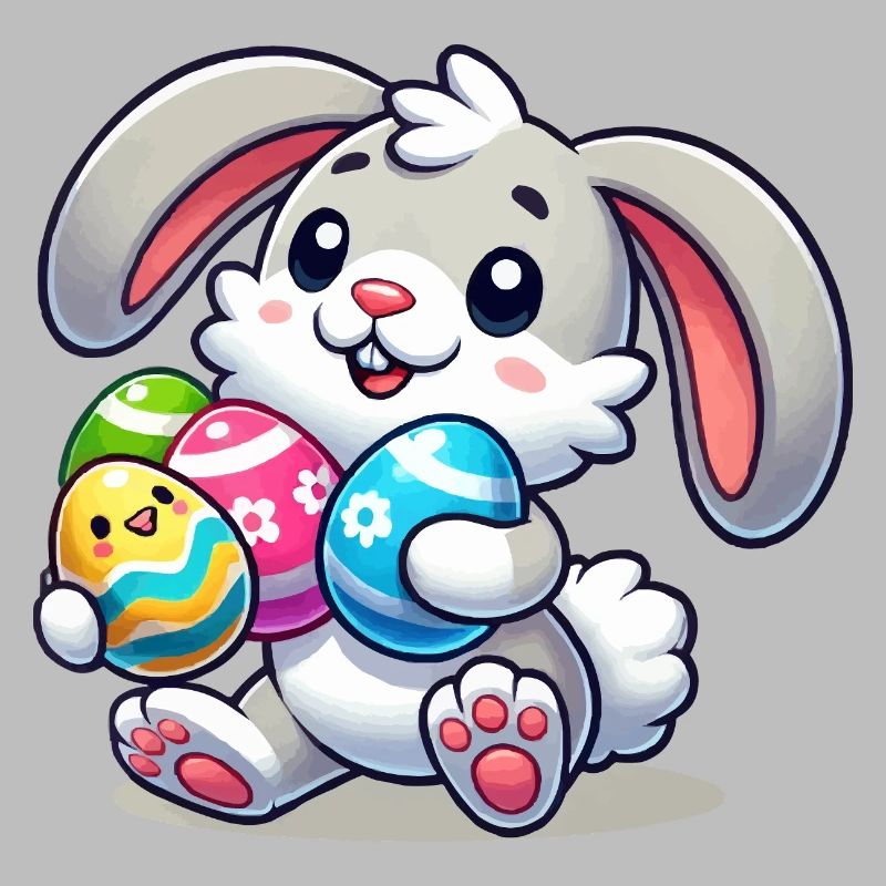 Easter bunny with colorful eggs