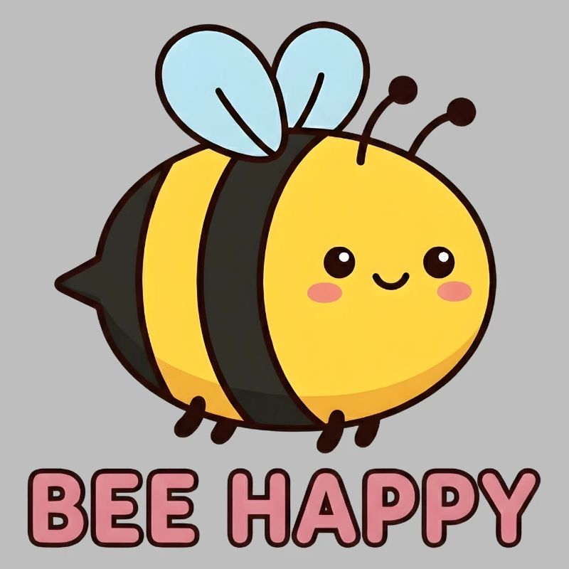 Heureuse d’abeilles | Jeu de mots mignon avec Kawaii Honey Bee