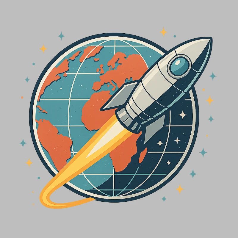 Rocket launch over globe
