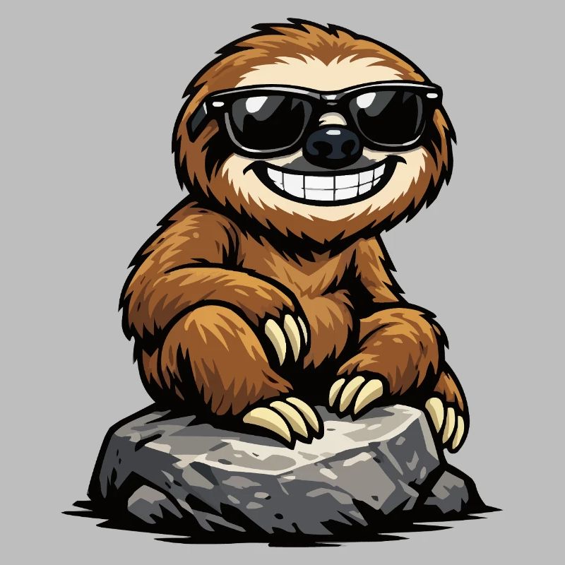 Sun Sloth on Rocks