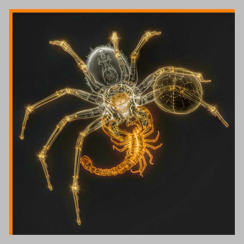 Neon-Spinne mit funky Tails