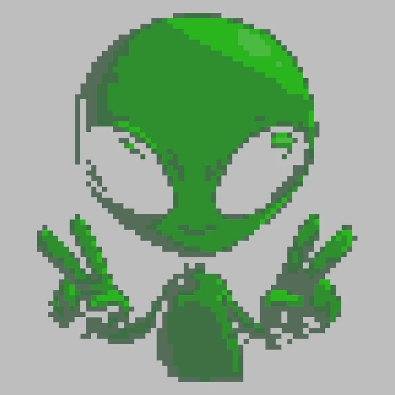 Pixel Alien Friedenszeichen