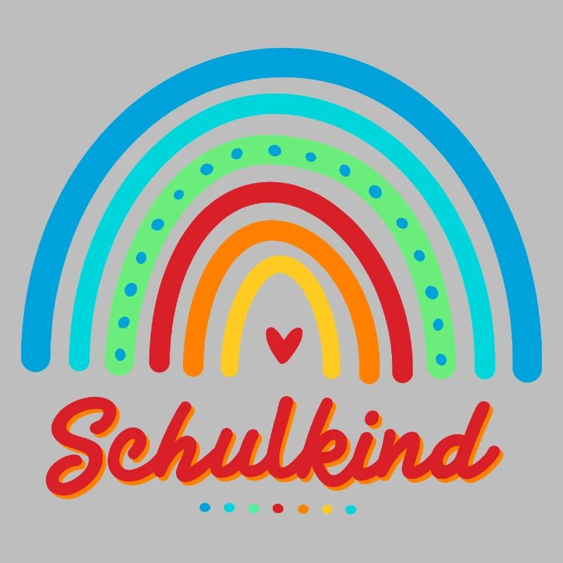 Schulkind bunter Retro Regenbogen Einschulung